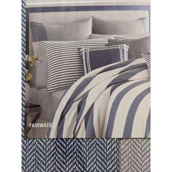 Nautica Fairwater European Euro Pillow Sham Cover NEW BLUE GRAY - Picture 1 of 6